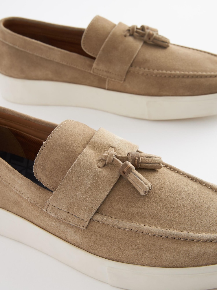 Stone Suede Tassel Loafers - Image 4 of 6