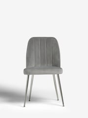 Set of 2 Soft Velvet Mid Grey Chrome Leg Dining Chairs - Image 2 of 8
