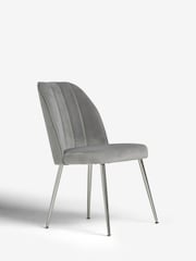 Set of 2 Soft Velvet Mid Grey Chrome Leg Dining Chairs - Image 3 of 8