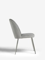 Set of 2 Soft Velvet Mid Grey Chrome Leg Dining Chairs - Image 4 of 8