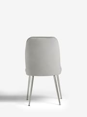 Set of 2 Soft Velvet Mid Grey Chrome Leg Dining Chairs - Image 5 of 8