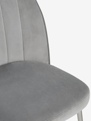 Set of 2 Soft Velvet Mid Grey Chrome Leg Dining Chairs - Image 6 of 8