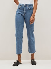 7 For All Mankind Logan Stovepipe Straight Crop Raw Cut Hem Jeans - Image 1 of 5