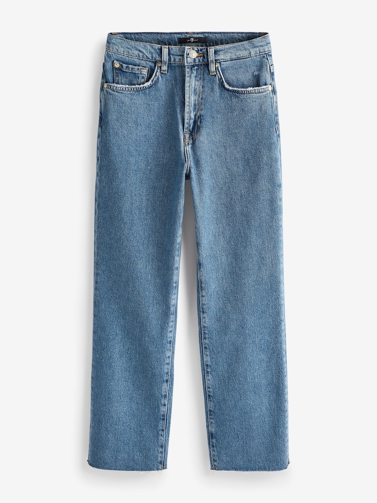 7 For All Mankind Logan Stovepipe Straight Crop Raw Cut Hem Jeans - Image 5 of 5