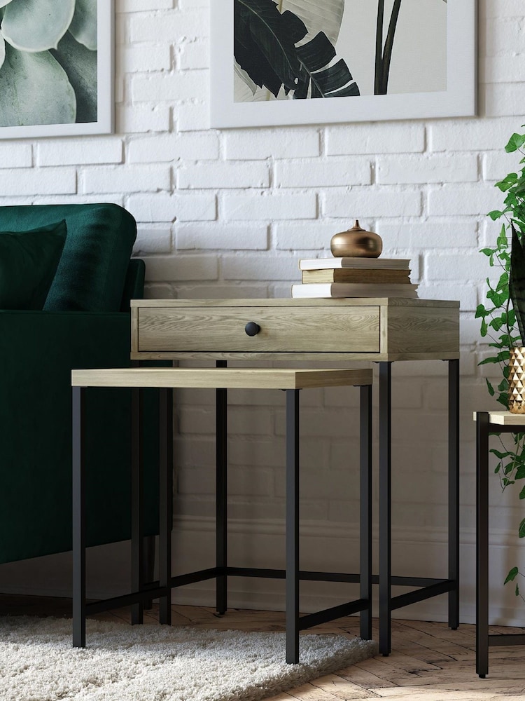 Dorel Home Linseed Oak Europe Tamlin Nest of 2 Side Tables - Image 1 of 4