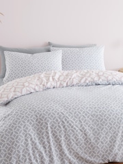 Catherine Lansfield Pink Geo Trellis Reversible Duvet Cover and Pillowcase Set - Image 2 of 4