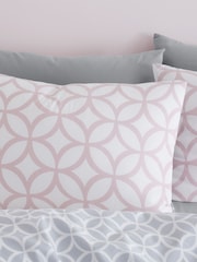 Catherine Lansfield Pink Geo Trellis Reversible Duvet Cover and Pillowcase Set - Image 3 of 4