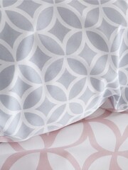 Catherine Lansfield Pink Geo Trellis Reversible Duvet Cover and Pillowcase Set - Image 4 of 4