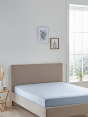 Martex Pure Blue 200 Thread Count Organic Cotton Fitted Sheet - Image 1 of 4