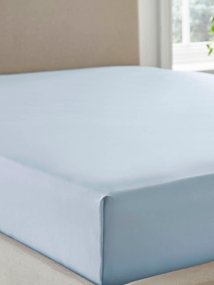 Martex Pure Blue 200 Thread Count Organic Cotton Fitted Sheet - Image 2 of 4