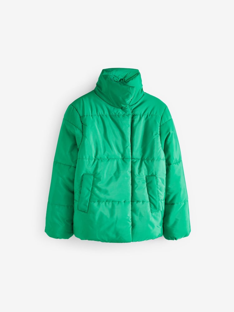 Chi Chi London Green Oversized Duvet Short Padded Coat - Image 1 of 1