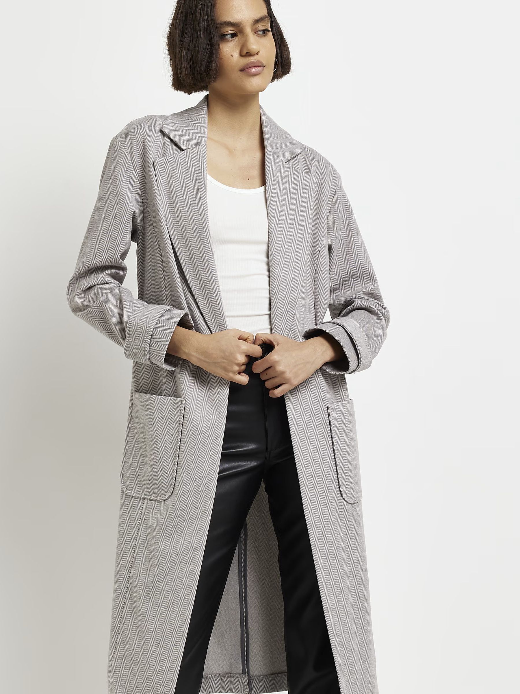 Buy River Island Grey Duster Jacket from Next Luxembourg