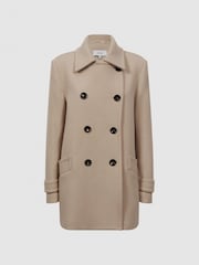 Reiss Stone Maisie Wool Blend Double Breasted Coat - Image 2 of 7