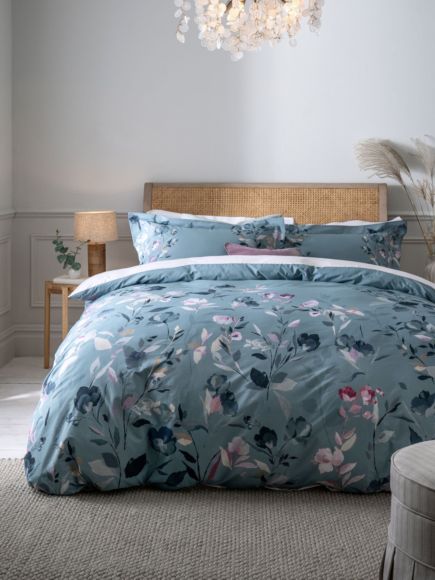 Buy Blue White Floral Oxford Edge Reversible 100 Cotton Duvet Cover and Pillowcase Set from the Next UK online shop