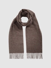 Reiss Chocolate Clay Wool-Blend Dogtooth Scarf - Image 1 of 4