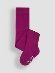 JoJo Maman Bébé Damson Purple Cotton Rich Plain Tights - Image 1 of 3