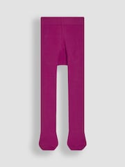 JoJo Maman Bébé Damson Purple Cotton Rich Plain Tights - Image 2 of 3