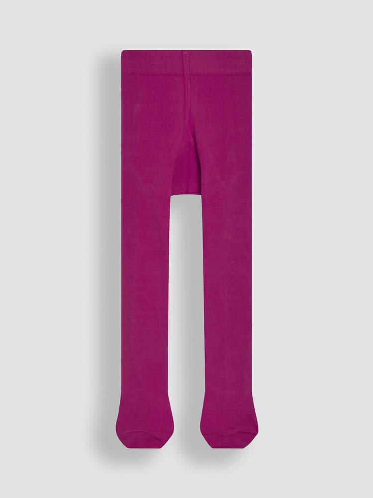 JoJo Maman Bébé Damson Purple Cotton Rich Plain Tights - Image 2 of 3