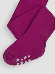 JoJo Maman Bébé Damson Purple Cotton Rich Plain Tights - Image 3 of 3