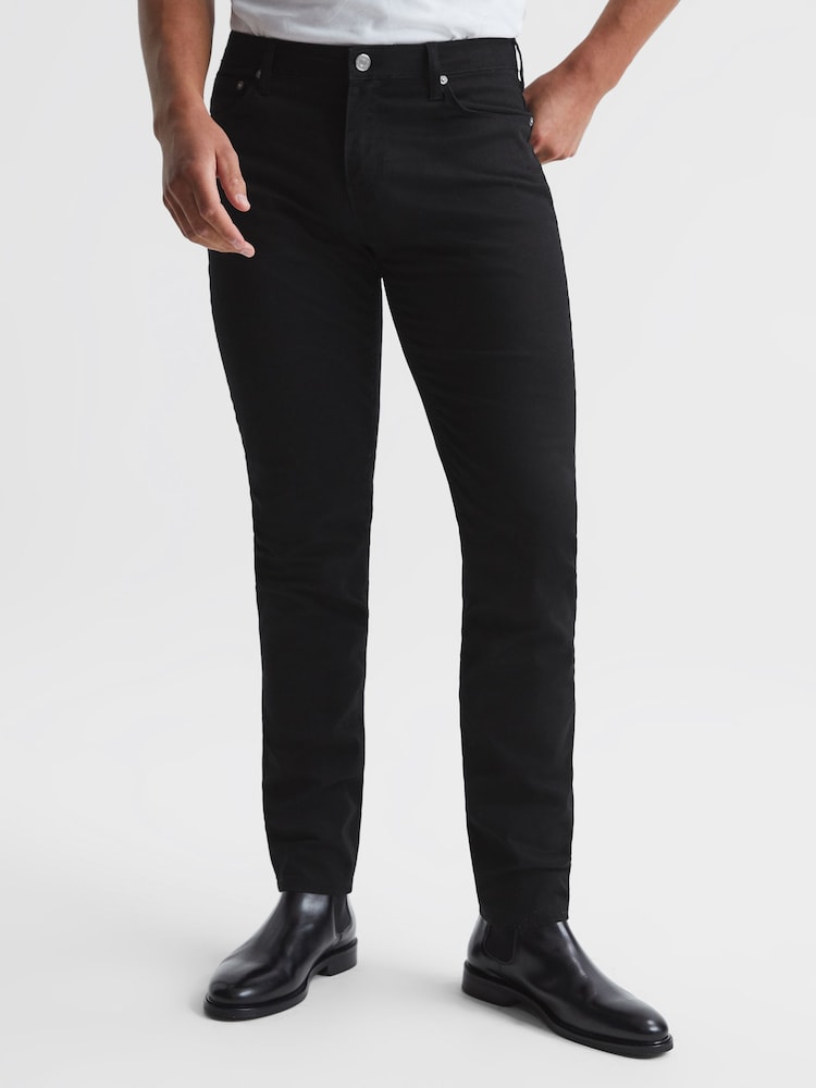 Reiss Black Kalkan Five Pocket Slim Fit Trousers - Image 1 of 6