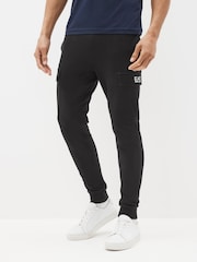 Emporio Armani EA7 Core ID 100% Cotton Cargo Black Joggers - Image 1 of 5