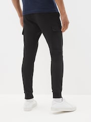 Emporio Armani EA7 Core ID 100% Cotton Cargo Black Joggers - Image 2 of 5