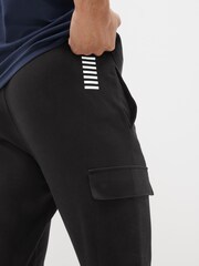 Emporio Armani EA7 Core ID 100% Cotton Cargo Black Joggers - Image 4 of 5
