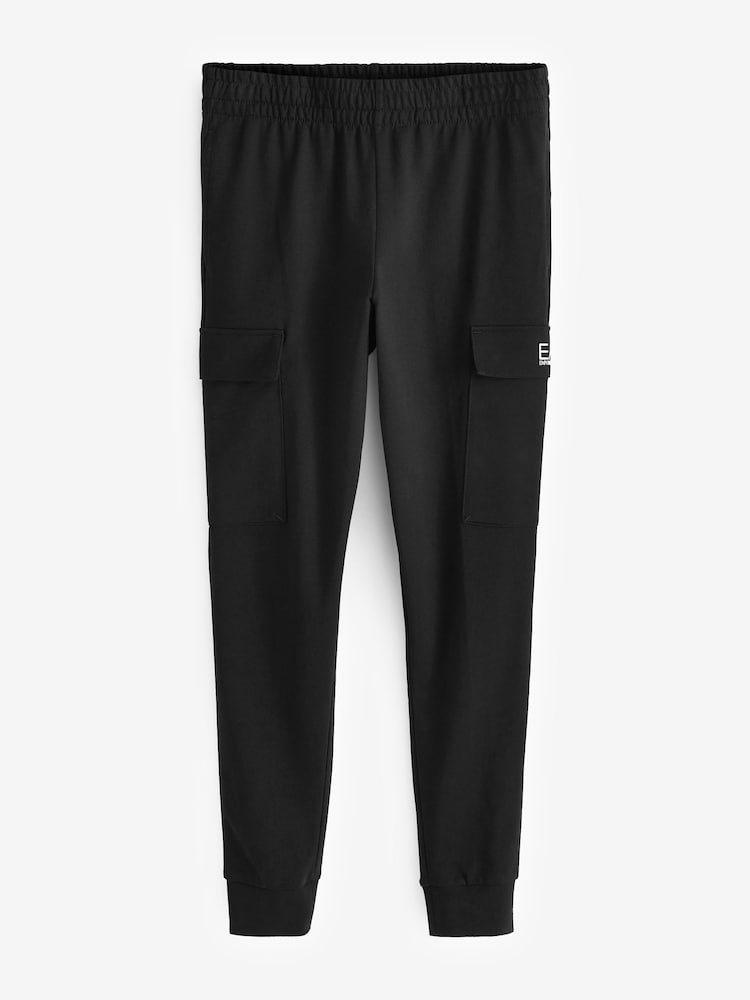 Emporio Armani EA7 Core ID 100% Cotton Cargo Black Joggers - Image 5 of 5