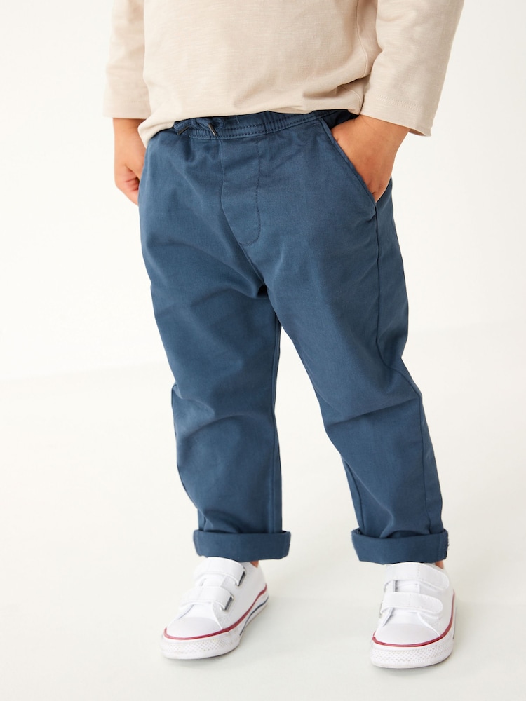 Blue Loose Fit Pull-On Chino Trousers (3mths-7yrs) - Image 1 of 5 Blue Loose Fit Pull-On Chino Trousers (3mths-7yrs) - Image 1 of 5