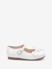 White Bow Stain Resistant Satin Bridesmaid Collection Mary Jane Occasion Shoes - Image 1 of 5