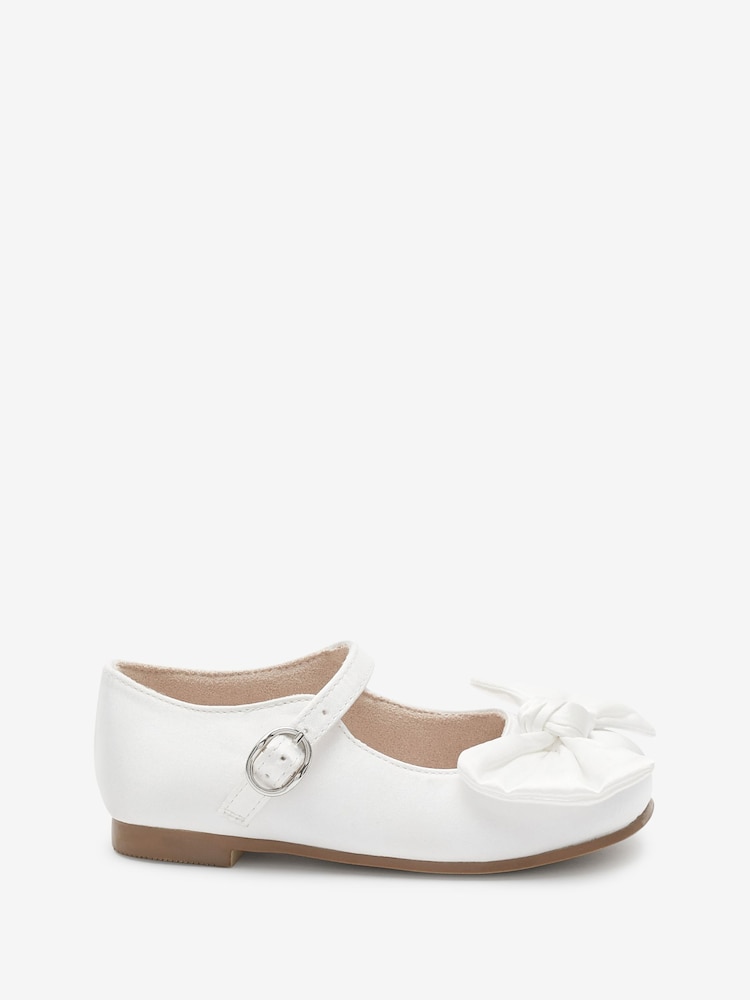 White Bow Stain Resistant Satin Bridesmaid Collection Mary Jane Occasion Shoes - Image 1 of 5