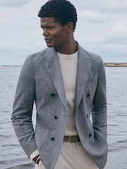 Reiss Grey Soho Slim Fit Double Breasted Wool Blend Blazer - Image 1 of 8