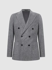 Reiss Grey Soho Slim Fit Double Breasted Wool Blend Blazer - Image 2 of 8