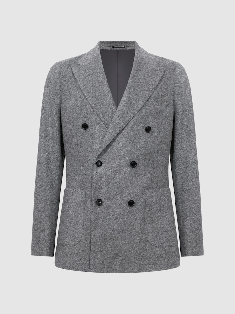 Reiss Grey Soho Slim Fit Double Breasted Wool Blend Blazer - Image 2 of 8