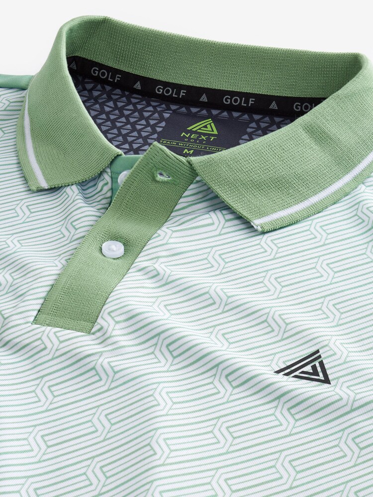 Light Green Active & Golf Printed Polo Shirt - Image 7 of 8