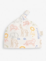 JoJo Maman Bébé Cream Safari Print Cotton Baby Hat - Image 1 of 2