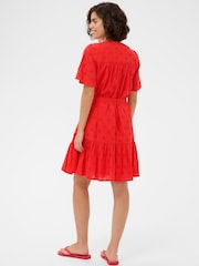 Kaffe Red KAfiona Tiered Shirt Dress - Image 2 of 6