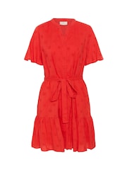 Kaffe Red KAfiona Tiered Shirt Dress - Image 5 of 6
