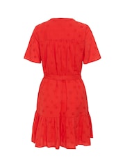 Kaffe Red KAfiona Tiered Shirt Dress - Image 6 of 6