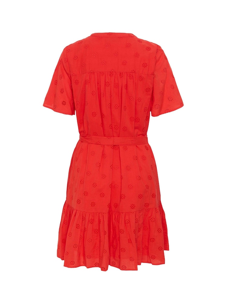 Kaffe Red KAfiona Tiered Shirt Dress - Image 6 of 6