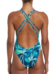 Nike Blue/Green Solar Rise Racerback Swimsuit - Image 4 of 4