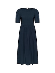 Kaffe Blue KAbethany Smocked Bodice Midi Dress - Image 5 of 6