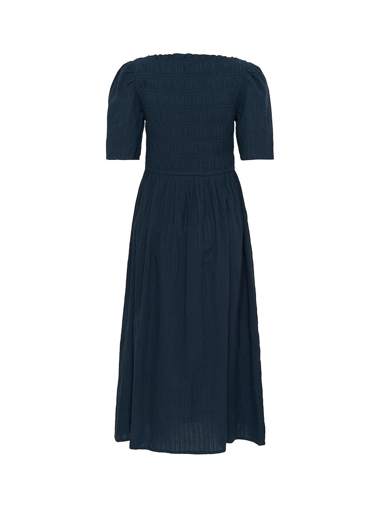 Kaffe Blue KAbethany Smocked Bodice Midi Dress - Image 6 of 6