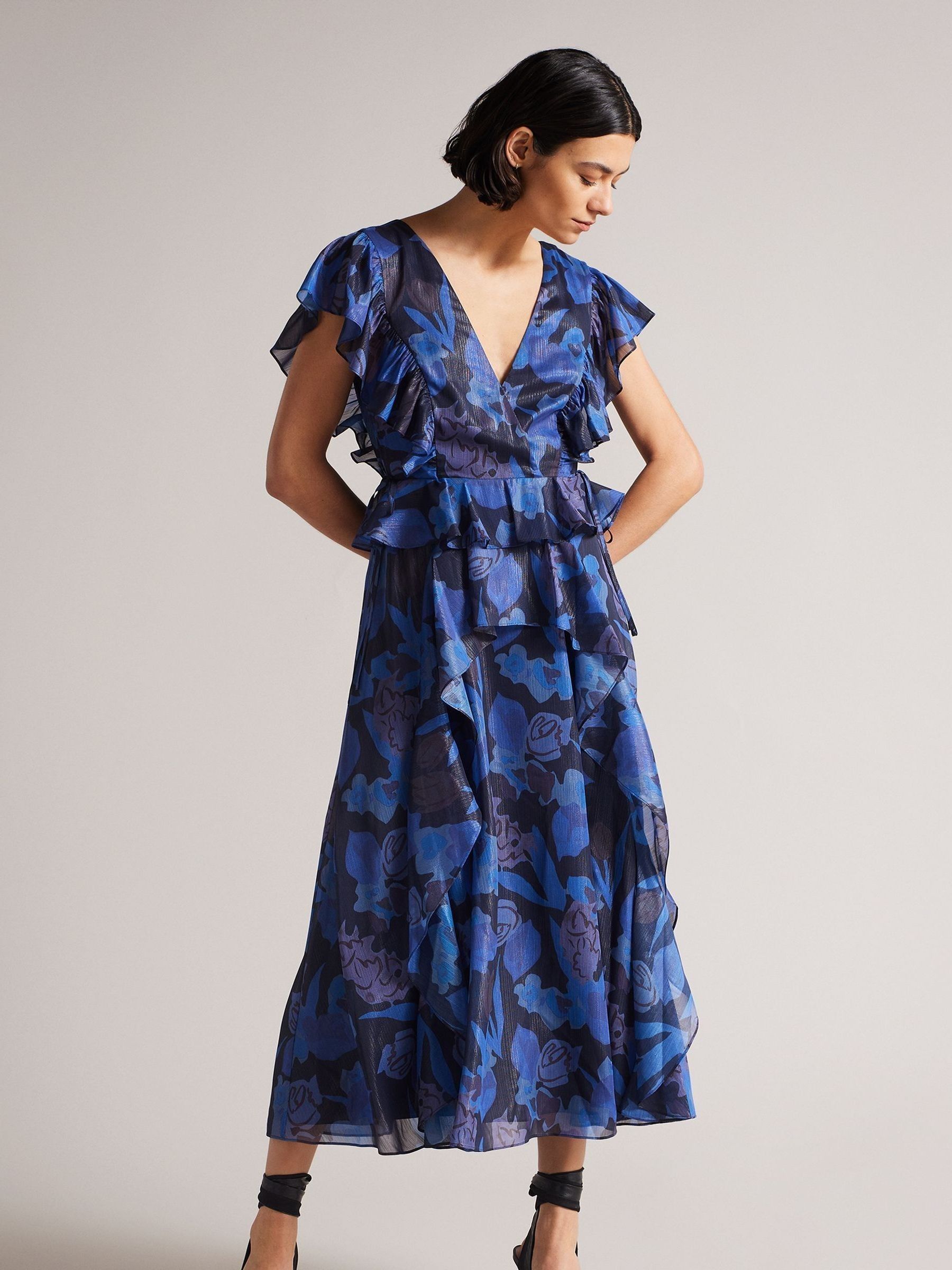 Ted baker navy ruffle dress outlet