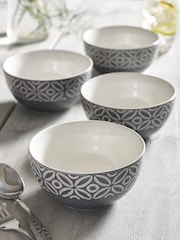 Grey Geo Embossed Set of 4 Bowls - Image 1 of 3