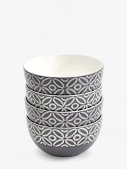 Grey Geo Embossed Set of 4 Bowls - Image 2 of 3