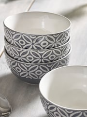 Grey Geo Embossed Set of 4 Bowls - Image 3 of 3