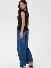 Kaffe Black Smocked Ruffle Neck Top - Image 3 of 6