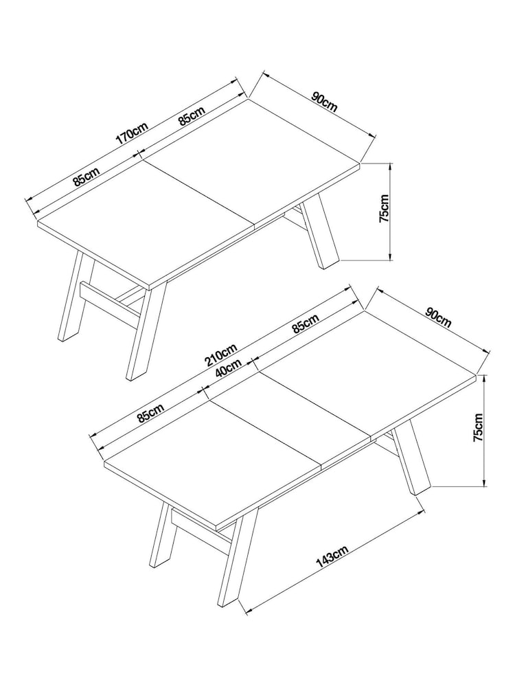 Dark Grey Extending 6 to 8 Seater Heath Trestle Dining Table - Image 9 of 9