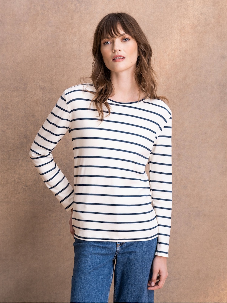 Celtic & Co. Cream Stripe Long Sleeve T-Shirt - Image 1 of 5